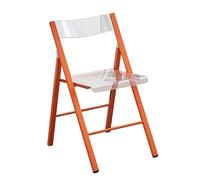 LIJCHGAO Silla Plegable Transparente Moderna de Lujo Taburete acrílico Plegable Transparente con Respaldo Ideal para Dormitorio Sala de Estar Comedor Estudio(Orange)