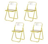 LIJCHGAO Silla Plegable Transparente Sillas Plegables de acrílico Juego de 4 Sillas de salón Plegables Ideal para Eventos, Fiestas y Caterin 55cm D x 46cm L x 77cm H(Yellow)