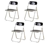LIJCHGAO Silla Plegable Transparente Sillas Plegables de acrílico Juego de 4 Sillas de salón Plegables Ideal para Eventos, Fiestas y Caterin 55cm D x 46cm L x 77cm H(Black)