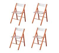 LIJCHGAO Sillas de Comedor Plegables Modernas para Comedor y Salón Juego de 4 Silla Plegable Transparente para Acampar al Aire Libre Cocina Tienda cafetería(Orange)