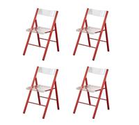 LIJCHGAO Sillas de Comedor Plegables Modernas para Comedor y Salón Juego de 4 Silla Plegable Transparente para Acampar al Aire Libre Cocina Tienda cafetería(Red)