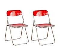 LIJCHGAO Sillas Plegables de acrílico Silla Plegable Transparente Moderna de Lujo Juego de 2 55cm D x 46cm L x 77cm H Taburetes Plegables de Cocina(Red)