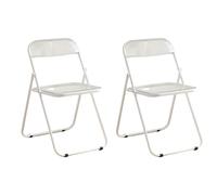 LIJCHGAO Sillas Plegables de acrílico Silla Plegable Transparente Moderna de Lujo Juego de 2 55cm D x 46cm L x 77cm H Taburetes Plegables de Cocina(Off-White)