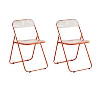LIJCHGAO Sillas Plegables de acrílico Silla Plegable Transparente Moderna de Lujo Juego de 2 55cm D x 46cm L x 77cm H Taburetes Plegables de Cocina(Orange)
