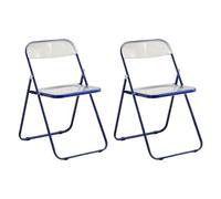 LIJCHGAO Sillas Plegables de acrílico Silla Plegable Transparente Moderna de Lujo Juego de 2 55cm D x 46cm L x 77cm H Taburetes Plegables de Cocina(Blue)