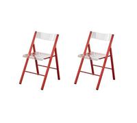 LIJCHGAO Taburetes Plegables de Cocina Juego de 2 Silla Plegable Transparente Moderna de Lujo Silla apilable Moderna para Sala de Estar Ideal para Eventos Fiestas y Catering(Red)