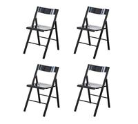 LIJCHGAO Taburetes Plegables de Cocina Juego de 4 Silla Transparente Sillas Plegables de acrílico Silla Ideal para Eventos Fiestas y Catering(Black)