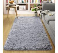 LIJIAO Alfombras Salón Grandes Pelo 110 x 95 cm Antideslizante y Esponjosa, Muy Suave Alfombra Mullida Antideslizante para Dormitorio Alfombra, Gris Claro