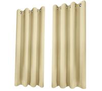 LIJIAO Cortinas Opacas 2 Piezas 140 x 120 cm Anti Luz Cortina Aislantes Frio y Calor Cortinas Dormitorio con Ojales 2 Piezas para Habitacion Comedor, Beige