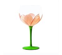 Lijiaxiuyc-101 Contenedores de bebidas Copa de cristal pintada a mano con flores, 600 ml (20,6 oz), copas vino tallo colores vivos(Orange)