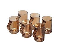 Lijiaxiuyc-101 Contenedores de bebidas Juego de 6 tazas vidrio transparente con asa, 8. oz, sin plomo, for bebidas frías y calientes(Amber)