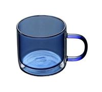 Lijiaxiuyc-101 Contenedores de bebidas Tazas de vidrio doble pared colores, tazas té o café borosilicato con asa, 250 ml(Ice lake blue)