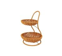 Lijiaxiuyc-101 Frutero para cocina Cesta de frutas tejida imitación ratán, cesta rústica dulces granja, almacenamiento doble Verduras