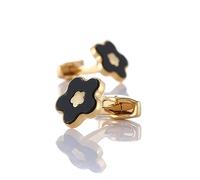 Lijiaxiuyc-101 Gemelos Camisa Gemelos Oro Dos Colores Trébol Flor Negocio Banquete Boda Hombres y Mujeres Gemelos Gemelos Camisa Hombre(Gold-Color)