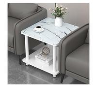 Lijiaxiuyc-101 Mesa de Centro Mesa Auxiliar Cuadrada, mesita de Noche con Estante Almacenamiento Dos Niveles, mesas bistró for Interiores y Exteriores, Mesa Centro for Espacios pequeños(Blanco)