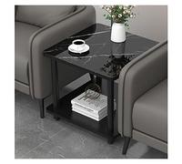 Lijiaxiuyc-101 Mesa de Centro Mesa Auxiliar Cuadrada, mesita de Noche con Estante Almacenamiento Dos Niveles, mesas bistró for Interiores y Exteriores, Mesa Centro for Espacios pequeños(Negro)