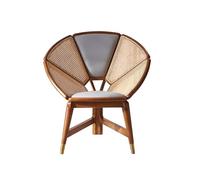 Lijiaxiuyc-101 Silla de jardín Silla de Flores de ratán Natural, Silla de Comedor de ratán, Lazo Redondo de ratán con cojín de Asiento Silla de Ocio
