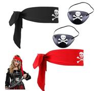 LiJuanWang Accesorios para Disfraces de Piratas,4 piezas Pirata para la Cabeza Parche de Ojo,Traje para Fiesta de Halloween,para Halloween Niños Adulto