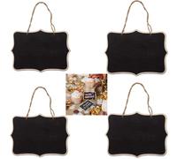 LiJuanWang Etiquetas de Pizarra Colgantes,4 PCS Mini Etiquetas de Pizarra Carteles,16 x 12 cm Tablero de Mensajes,Mini Pizarras de Boda,para Bodas Fiesta Navidad Tiendas y Restaurantes