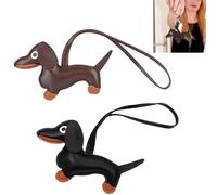 LiJuanWang Llaveros de Perro Salchicha,2 Piezas Llavero de Cuero con diseño de Perro salchic,Amuleto de la Suerte,Llavero Regalos para Mujeres,Hombres,niños, cumpleaños,Navidad
