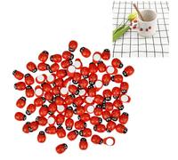 LiJuanWang Mini Mariquitas de Madera, 100 Piezas Amuletos de la Suerte, Pegatinas Autoadhesivas Decorativas para Manualidades de Bricolaje