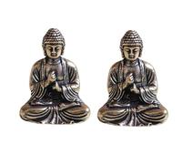 LiJuanWang Mini Portátil Vintage Latón Estatua de Buda,2 Piezas Mini Estatua de Buda,pequeños Adornos de Buda,Bolsillo Sentado Figura de Buda,En Casa Ornamento Decorativo2,8 x 2,4 cm