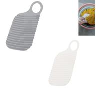 LiJuanWang Mini Tabla De Lavar,2 Piezas Tablas de Lavar Antislip de portátil,Doméstico Tabla De Lavar para Viajar,Mini Tabla De Lavandería,para Camisas de niños,lavadero(Blanco + Gris)