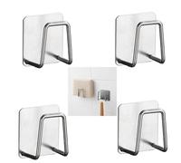 LiJuanWang Soporte para Esponja,4 Piezas Soporte para Estropajos de Acero Inoxidable,Porta Esponja De Cocina,Soporte Fregadero Autoadhesivo,Gancho Adhesivo(Plata)