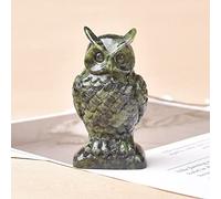 LIJUCAI 1 Pieza de Piedra Natural Tallada búho Adornos de Animales Cristal Cuarzo epidota artesanías estatuilla Hecha a Mano decoración del hogar, epidota Natural