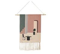 LIJUCAI Tela para colgar de arte nórdico, tapiz de borlas tejido a mano, colgante de pared, estilo bohemio hecho a mano, decoración retro para el hogar, algodón, 10,50x70 cm