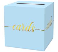 LIKAJON 1 caja de tarjetas azul claro y dorado para fiestas, 8.7 pulgadas azul claro para cumpleaños, boda, baby shower, jubilación, aniversario, despedida de soltera, boleto de rifa