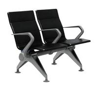 LIKANGLONGJU Banco Dobles para Salas de Espera, Asiento Sala de Espera con Estructura Metálica, Aptas para Clínicas, Oficinas y Estaciones de Tren(Black)