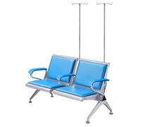 LIKANGLONGJU Banco Dobles para Salas de Espera de Suero, con Cojines y Respaldos PU y Soportes para Suero, Ideales Hospitales, Clínicas y Hogares(Blue)