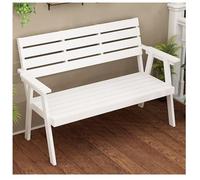 LIKANGLONGJU Banco Jardin Exterior de Madera con Respaldo Reclinable a 108° y Doble Reposabrazos, Ideal para Porches, Parques y Playas(White,120x58x85cm/47x23x33in)