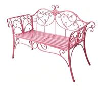 LIKANGLONGJU Banco Jardin Exterior Impermeable Hierro 2 Plazas Carga 260kg Bancos para Exterior Patio Parque Calle Comunidad, Doble Reposabrazos(Pink)
