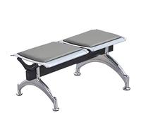 LIKANGLONGJU Banco Metal para Salas Espera, Asiento Sala de Espera Vestíbulo Dos Plazas, Cojines PU, Capacidad Carga 260 Kg, Aptas para Estaciones Tren(Gray)