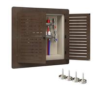 LIKANGLONGJU Cubre Radiadores Marrones para el Hogar Balda Radiador de PVC de Doble Puerta con Rejilla para Montaje en Pared para el Hogar(80x60cm/31x24in)