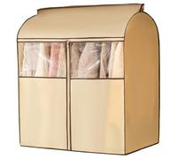 LIKANGLONGJU Funda Burro Ropa con Ventana Transparente, Fundas Ropa Armario Completamente Sellada, Material no Tejido, Traspirante(Beige,96x52x120cm/38x20x47in)