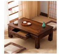 LIKANGLONGJU Mesa Baja de Té y Café, Mesa de Centro Rectangular Estilo Tatami Madera Maciza Japonesa con Cajones y Unión Caja Espiga(Brown,80x50x30cm/31x20x12in)