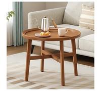 LIKANGLONGJU Mesa de Centro Japonesa de Suelo, Redonda, Madera Maciza, con Bordes Elevados para Evitar Que Los Objetos se Caigan, Ideal para Balcones(Beige,50x31cm/20x12in)