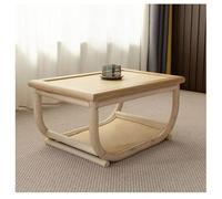 LIKANGLONGJU Mesa de Suelo Japonesa de Ratán, Pequeña Mesa Centro Tatami, con Diseño Doble Capa Almacenamiento, Capacidad Carga 50 Kg