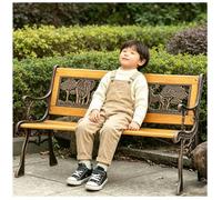 LIKANGLONGJU Pequeño Banco Jardin Exterior Madera Asiento Ergonomico 80cm Estructura Metal Banco de Jardin Exterior para Terraza Patio Porche