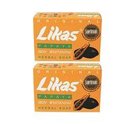 Likas Jabón vegetal original blanqueador de la piel de papaya - la tez se vuelve clara y sin acné, 2x