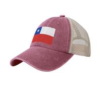 LIKAUB Gorra de camionero de malla con la bandera de Chile, gorra de vaquero de moda para deportes al aire libre y sombreros de moda, Rojo -, talla única