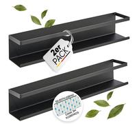 LIKAYA® Estantería para especias [juego de 2] de metal negro con almohadillas adhesivas 3M™ para, por ejemplo, nuestros tarros de especias (2 x 6 unidades encajan exactamente en ella), superficie