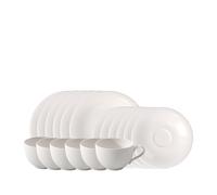 like. by Villeroy & Boch - Essential servicio de café de 18 piezas, blanco, apto para lavavajillas y microondas, líneas sencillas para disfrutar del café con estilo, porcelana Premium