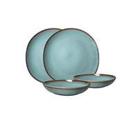 like. by Villeroy & Boch Lave, Set De Vajilla De Loza, 4 Piezas, Aspecto Alfarero, Servicio De Mesa Para 2 Personas, Turquesa