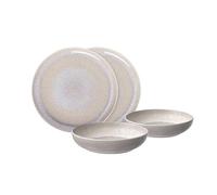 like. by Villeroy & Boch Perlemor, Set De Platos De Porcelana, 4 Piezas, Set De Vajilla Para 2 Personas, Beige