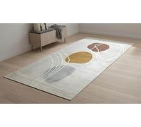 LIKE IT MORE Alfombra moderna para salón, dormitorio, cocina y pasillo, alfombra antideslizante lavable, alfombra grande, color beige, gris, azul, blanco, 80 x 300 cm (luna amarillo oscuro)