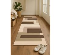 LIKE IT MORE Alfombra moderna para salón, dormitorio, cocina y pasillo, lavable, antideslizante, alfombra grande, color beige, gris, azul, blanco, 80 x 300 cm (marrón Júpiter)